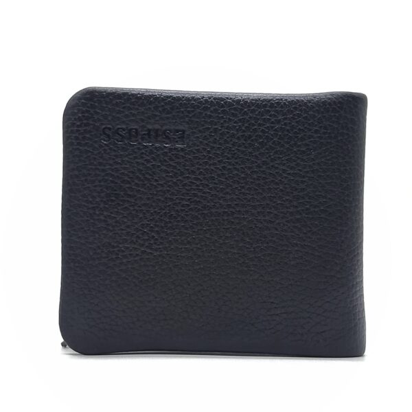 ESTIPOSS Men’s Bifold Wallet – Brown Pebbled Leather with Metallic Emblem
