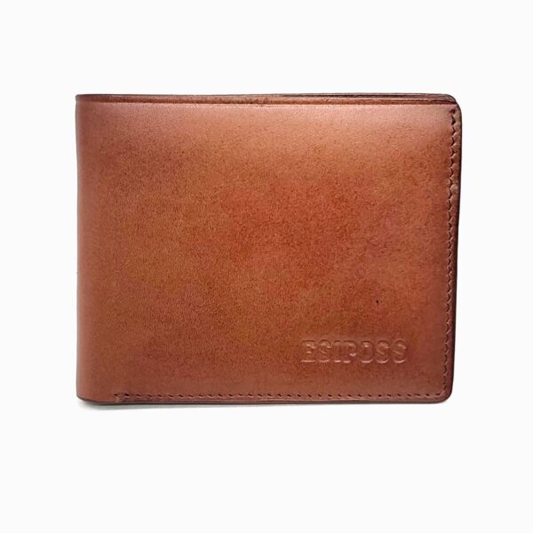 ESTIPOSS Men’s Premium Leather Bifold Wallet – Brown with Embossed Logo