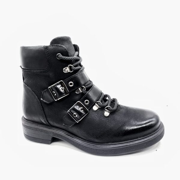 Shoe Mafia Womens Black Buckle Ankle Boots